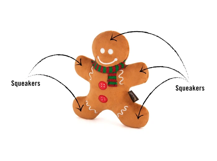 Holiday Classic Gingerbread Man - Pet Plush Toy for Dogs