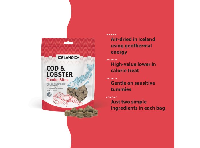 Icelandic+ Cod & Lobster Combo Bites Fish Dog Treat 3.0-oz