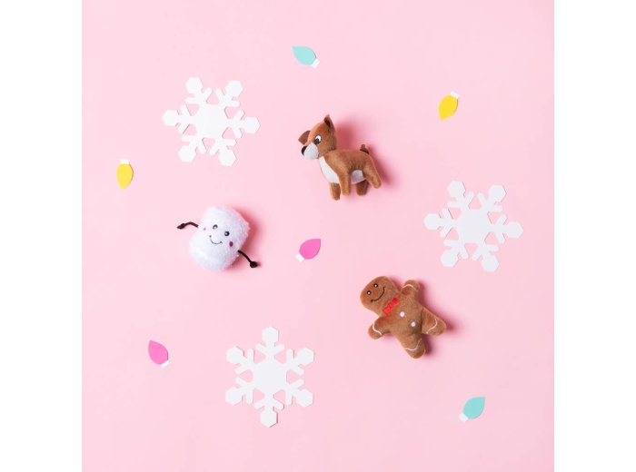 Holiday Miniz - Santa's Friends (3-pack) -Happy Hour Crusherz - Holiday (3-pack) - Christmas Dog Toy Dog Toy