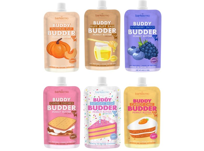 Dog Peanut Butter - 4oz Squeeze Packs Mixed Flavor Budder