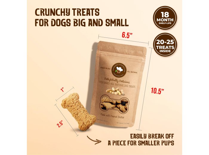 Peanut Butter Dog Treats | Natural Dog Treat | Dog Treat Bag