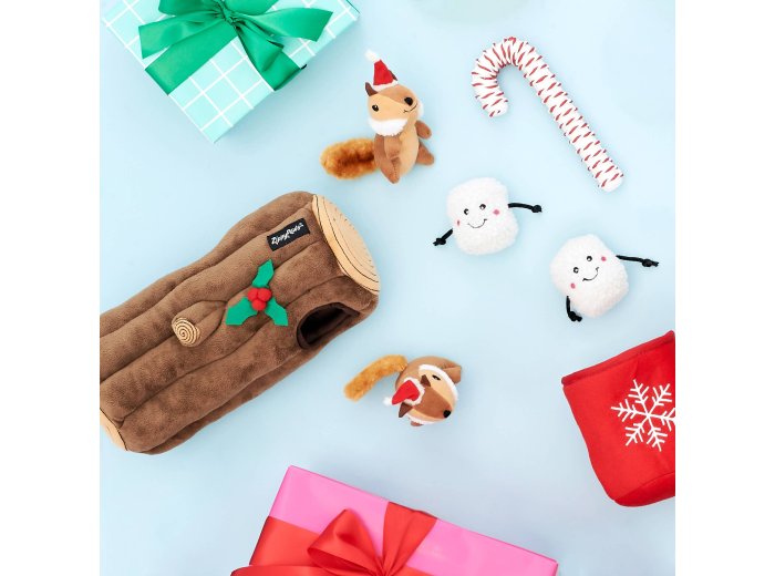 Holiday Zippy Burrow - Yule Log - Christmas Dog Toy