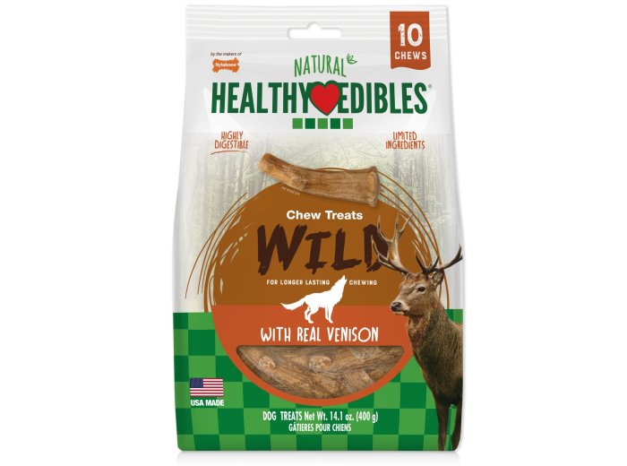 Nylabone Healthy Edibles WILD Antler Natural Long Lasting Dog Chew Treats Venison, Large/Giant Up To 50 Lbs. 10 ct