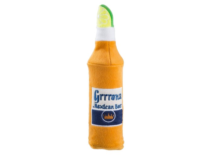 Grrrona Beer Water Bottle Crackler Toy Squeaker Dog Toy