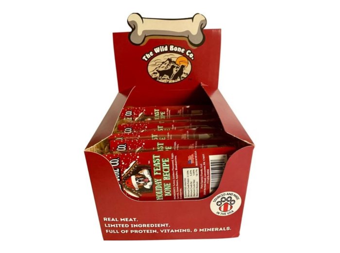 The Wild Bone Co. Holiday Bone Treat Display Turkey 2oz. -12 Pc