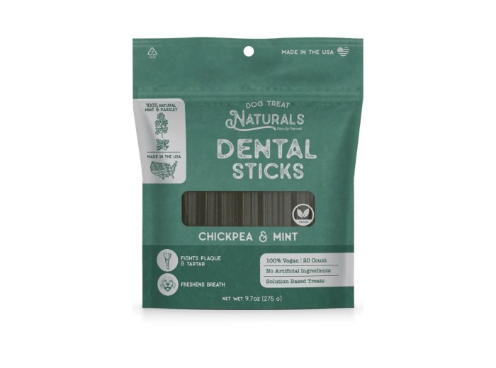 Dog Treat Naturals Dog Dentals Sticks Chickpea & Mint 10Oz 20 Count