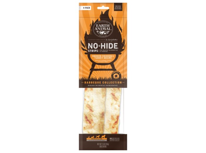 Earth Animal Dog No-Hide BBQ Strips Chicken/Turkey 4pack