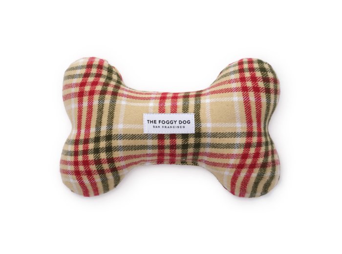 Eggnog Plaid Flannel Holiday Dog Squeaky Toy
