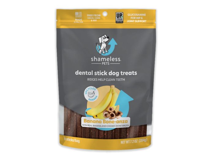 Shameless Dog Dental Sticks Banana/Bone Broth 7.2oz.