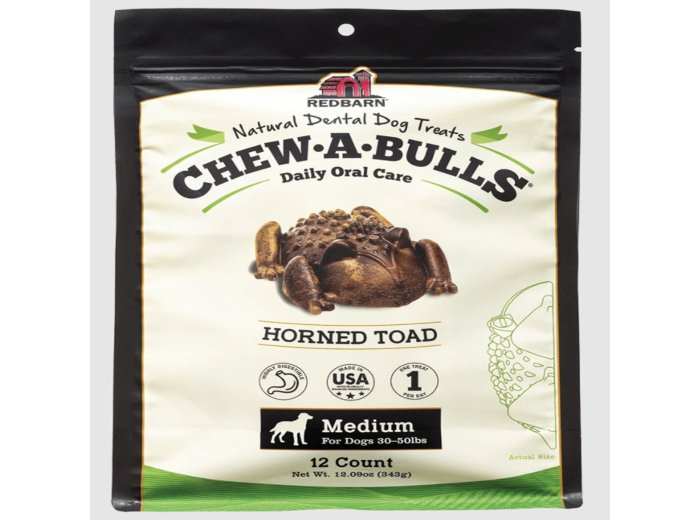 Redbarn Pet Products Chew-A-Bulls Dental Dog Treat Toad 1ea/12 pk, MD