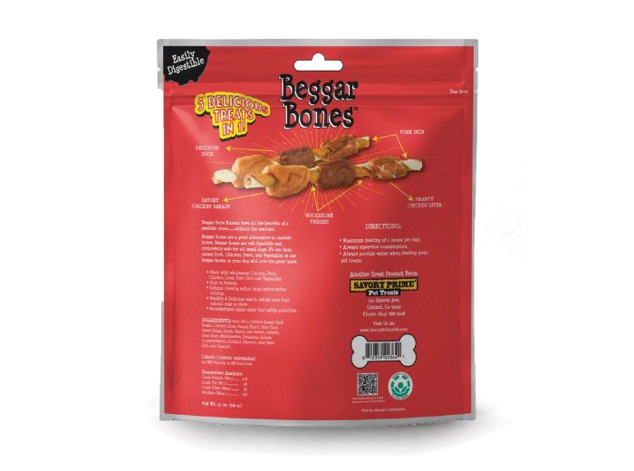 Savory Prime Beggar Bone 5 in 1 Kabobs Dog Treats 1ea/4 oz, 6 pk