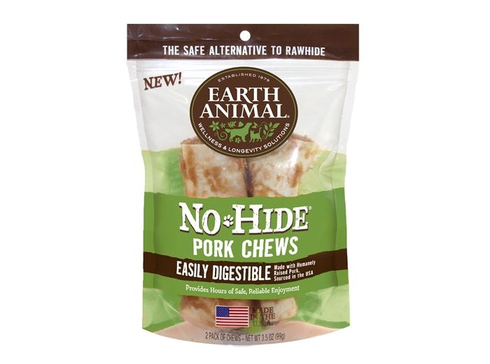 Earth Animal No Hide Pork Chews Dog Treats; 4 Inch; 2 Pack