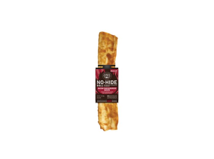 Earth Animal Dog No-Hide Bbq Roll Bacon Cheeseburger Medium 24 Count