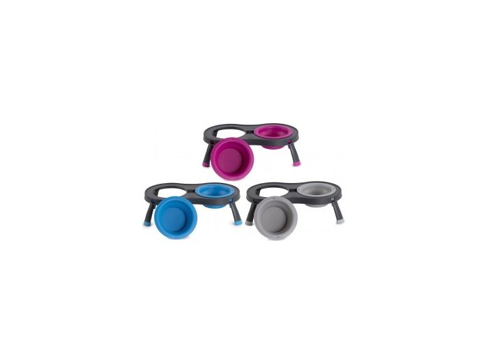 Dexas Elevated Double Feeder 1 Cup Pro Blue