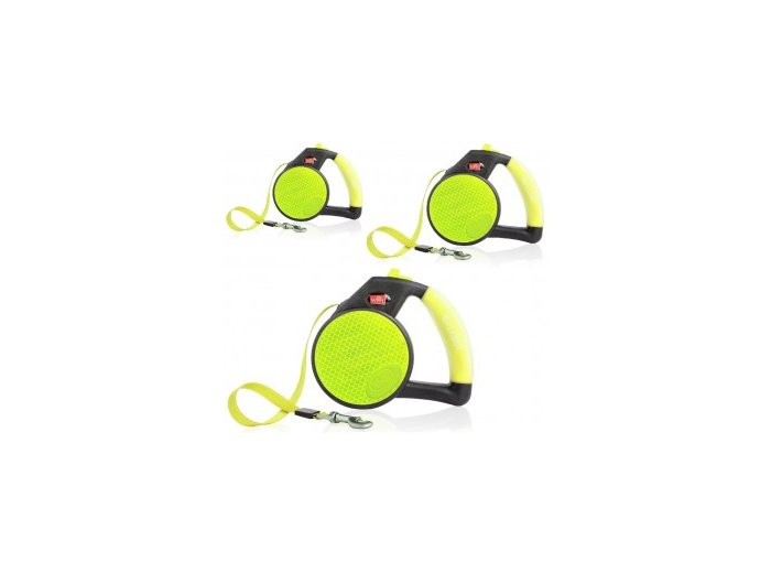 Wigzi Gel Leash - Retractable Yellow Reflective Medium