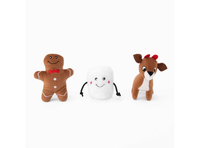 Holiday Miniz - Santa's Friends (3-pack) -Happy Hour Crusherz - Holiday (3-pack) - Christmas Dog Toy Dog Toy