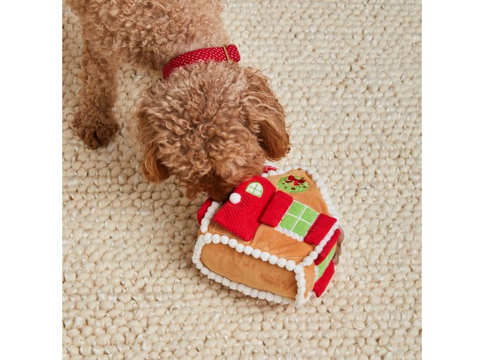 Gingerbread House Interactive Snuffle Holiday Dog Toy