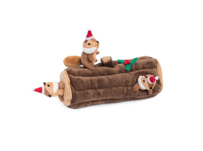 Holiday Zippy Burrow - Yule Log - Christmas Dog Toy