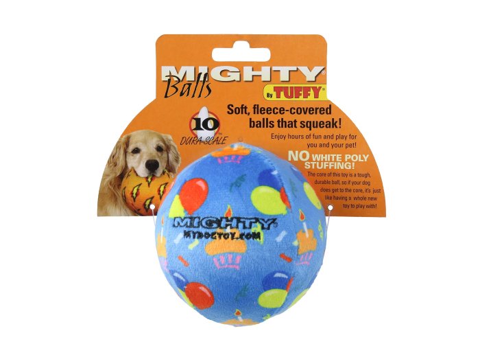 Mighty Ball-Medium Celebration Squeaky Dog Toy, No Stuffing
