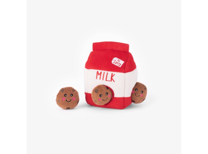 Holiday Zippy Burrow - Santa's Milk and Cookies - Christmas Dog Toy