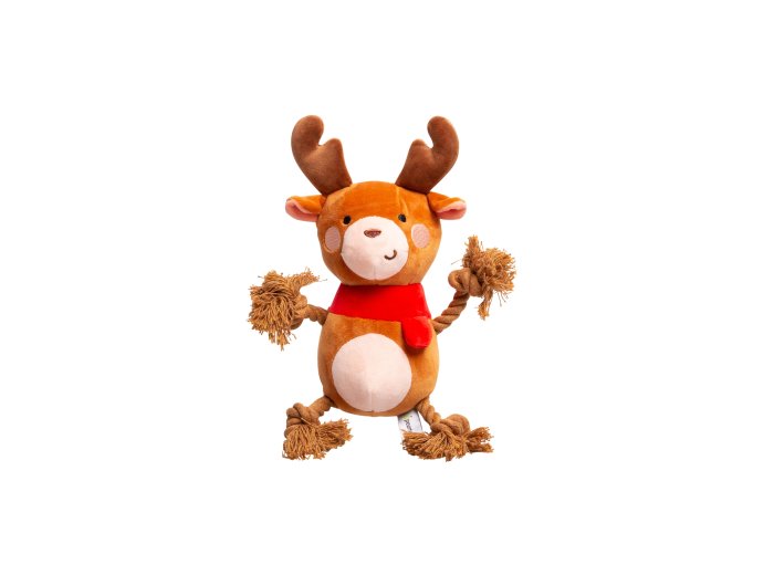 Reindeer Plush Rope Christmas Dog Toy