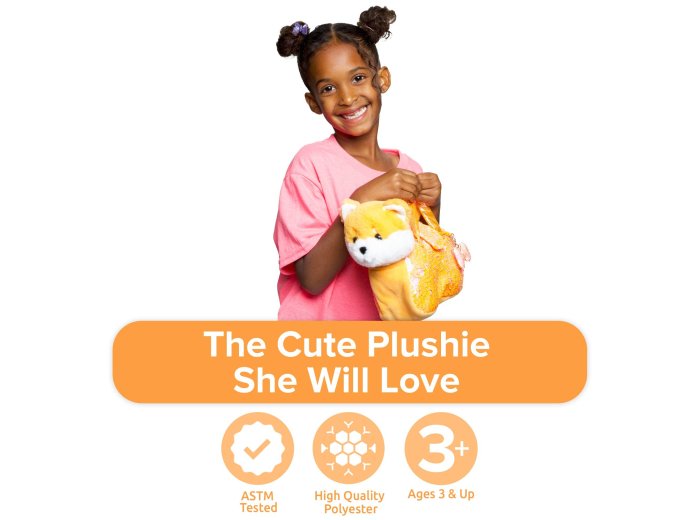 Little Jupiter Pet Plush Set with Bag - Orange Shiba Inu