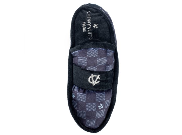Black Checker Chewy Vuiton Loafer Squeaker Dog Toy