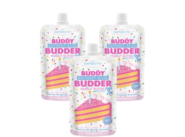 Dog Peanut Butter - 4oz Squeeze Packs Birthday Bash Budder