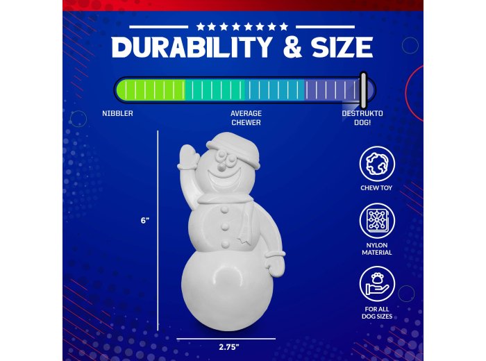 Snowman Ultra Durable Christmas Nylon Dog Chew