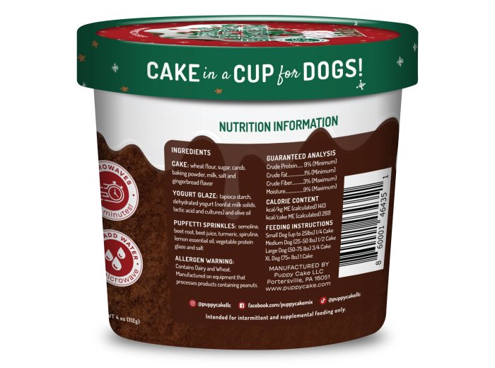 Cuppy Cake-Microwave Dog Christmas Cake in A Cup Gingerbread