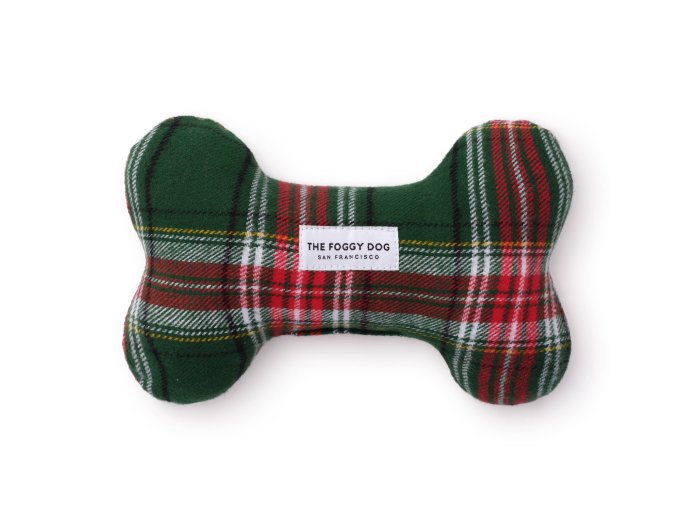 Holly Jolly Plaid Flannel Holiday Dog Squeaky Toy