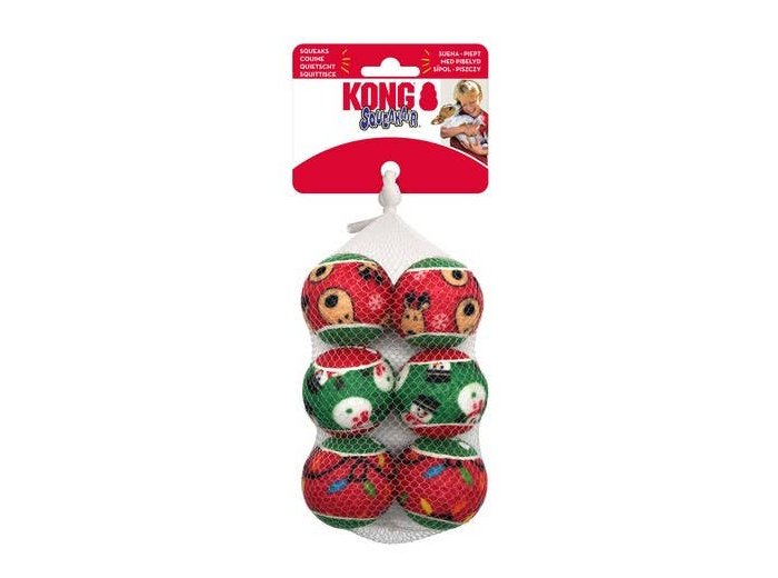 KONG Holiday SqueakAir® Balls 6-pk Sm