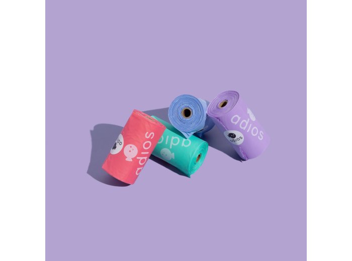 Compostable Dog Poo Bags - 8 Rolls in Rainbow (120 Bags)