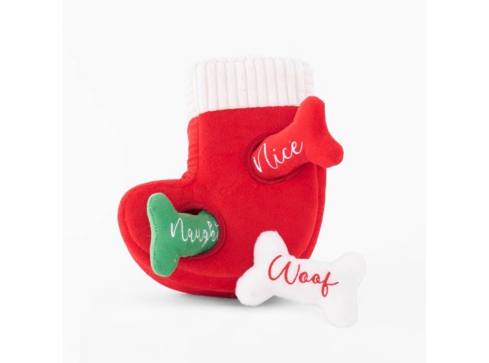 Holiday Zippy Burrow - Naughty or Nice Stocking - Christmas Dog Toy
