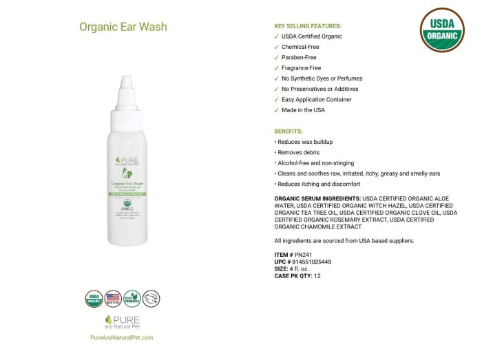 Ear Wash for Dogs - 4 fl. ounces