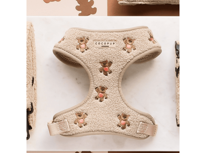 Theo Embroidered Teddy Adjustable Neck Harness XS
