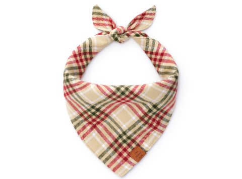 Eggnog Plaid Flannel Holiday Dog Bandana Medium