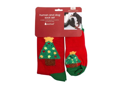 Human and Dog Matching Christmas Sock Set, Christmas Tree