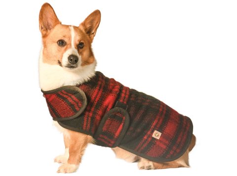 Red Plaid Dog Blanket Coat XS