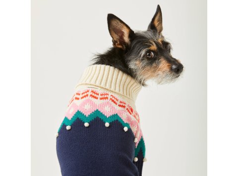 Fair Isle Bobble Holiday Dog Sweater XS