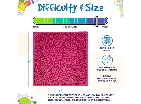 Flower Power Design eMat Enrichment Lick Mat - Pink large pink