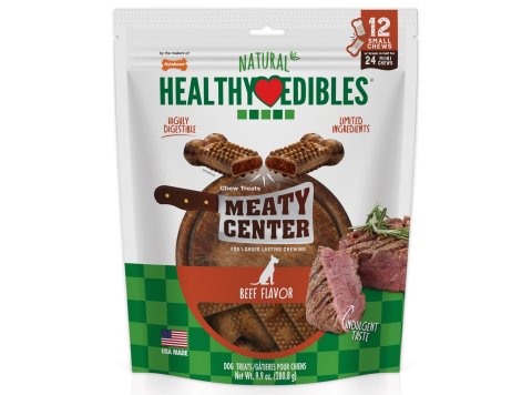 Nylabone Healthy Edibles Meaty Center Natural Dog Treats Beef, SMall Up To 30 Lbs. 12 ct