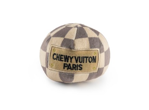 Checker Chewy Vuiton Ball Squeaker Dog Toy Small / Mini
