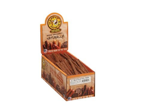 Happy Howie Dog Beef Woof Stix 6 Inch 80 Pack