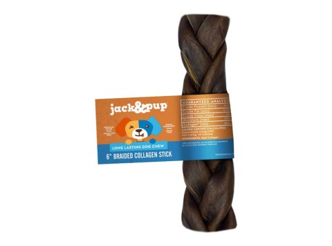 Jack & Pup Dog 6" Collagen Braided Stick 40 Count Display Box