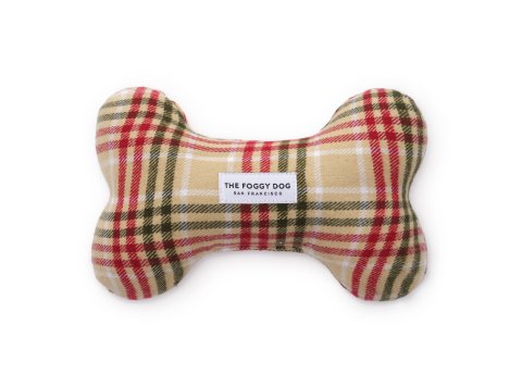 Eggnog Plaid Flannel Holiday Dog Squeaky Toy