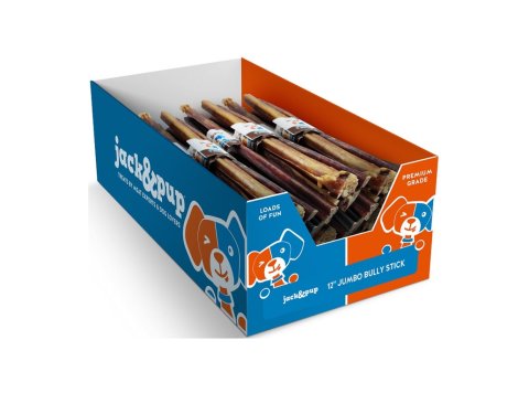 Jack & Pup Dog 12" Jumbo Bully Stick 20 Count Display Box
