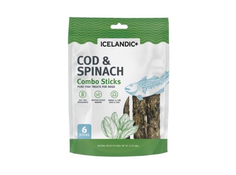 Icelandic Dog Cod & Spinach Combo Sticks 2oz.