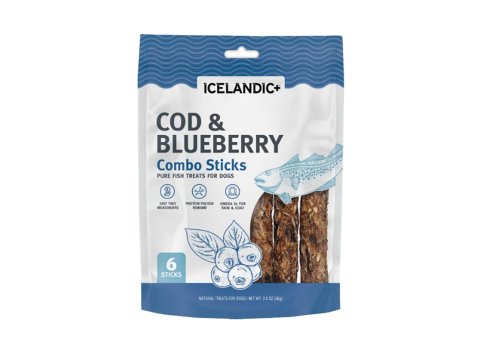 Icelandic Dog Cod & Blueberry Combo Sticks 2oz.