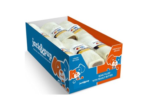 Jack & Pup Dog 5-6" Filled Bone Peanut Butter 12 Count Display Box